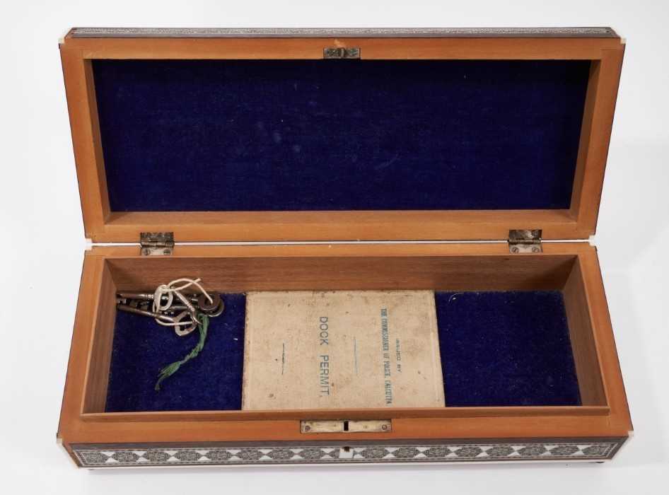 19th century Indian sapele work and portrait miniature mounted glove box - Image 5 of 5