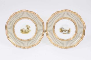 A pair of Davenport plates, painted with landscapes, circa 1840-45
