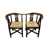 Pair of early George III mahogany corner chairs