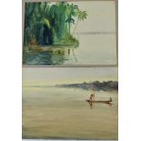 *Gerald Spencer Pryse (1882-1956) two watercolours - Evening on the Niger and Niger Banks, 38.5cm x