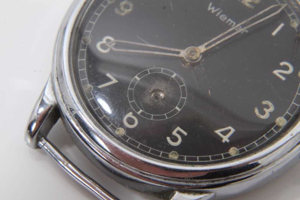 Second World War period Wiemer wristwatch, with black dial, Arabic numerals and luminous hour marker - Image 5 of 5