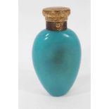 A Victorian turquoise glass scent bottle, with gilt metal mounts