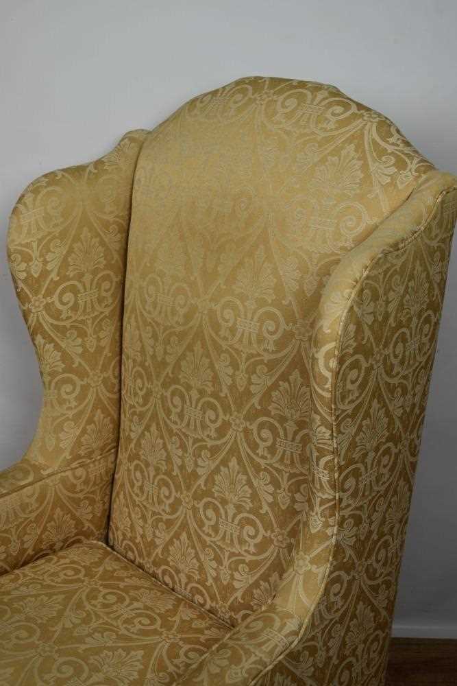 Early 20th century wing armchair with gold upholstery - Image 3 of 5