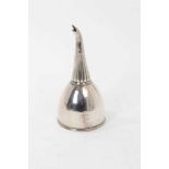 George III silver wine funnel with reeded border, engraved armorial crest