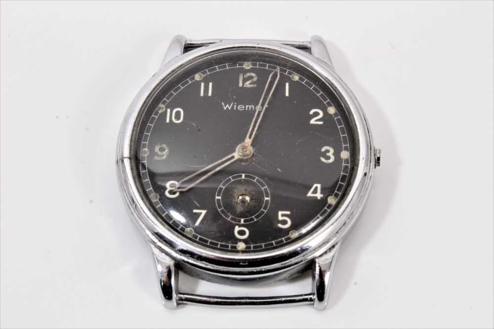 Second World War period Wiemer wristwatch, with black dial, Arabic numerals and luminous hour marker