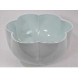A large and finely potted 20th century Japanese celadon glazed porcelain bowl, of six-petal flower f