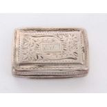 George IV silver vinaigrette of rectangular form, with engraved decoration and initials EW and hinge