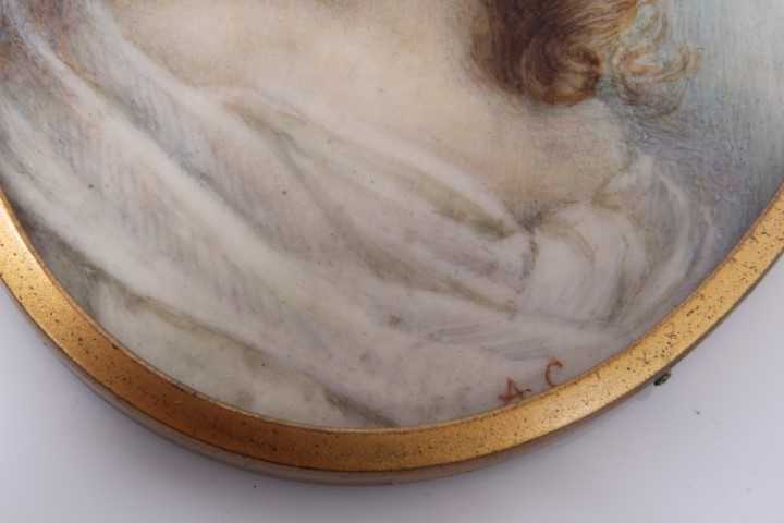 Early 20th century portrait miniature on ivory of a young girl, signed A.C. - Image 3 of 4