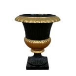 19th century cast iron urn with gilt paint