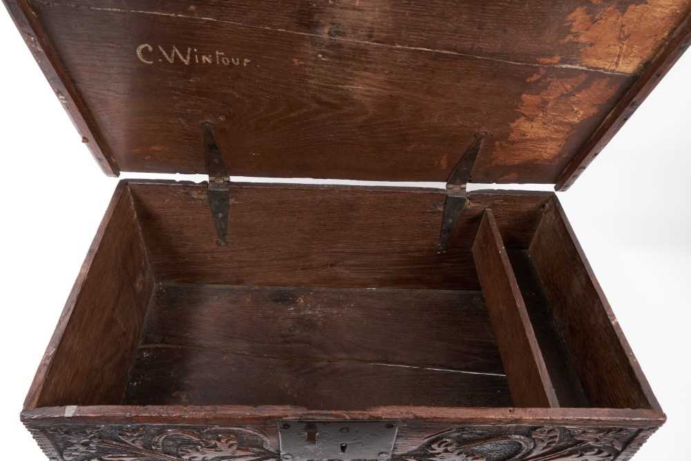 17th century carved oak bible box - Image 2 of 4