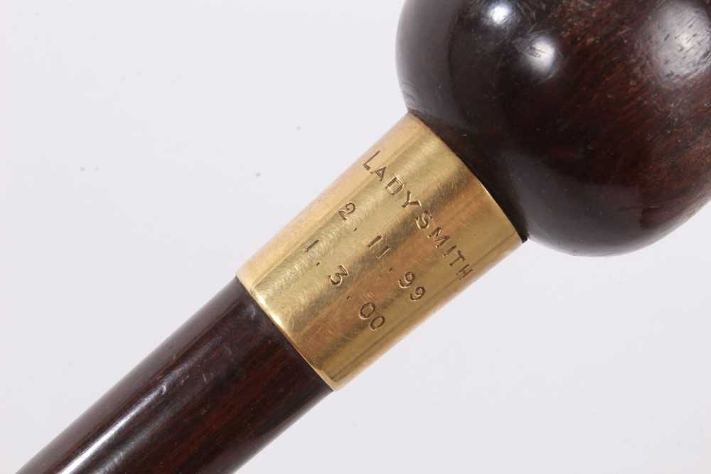 Of Ladysmith siege interest: 15ct gold mounted cane by Brigg, with lignum Vitae knop - Image 3 of 4