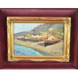 Vincenzo Laricchia (b. 1940) oil on canvas, coastal scene, signed, 19cm x 29cm, in glazed frame
