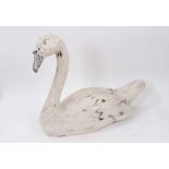 Carved and painted wooden model of a swan