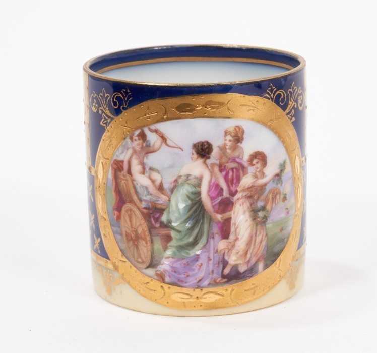 A Sèvres coffee can and saucer, the can decorated with figures on horseback, the saucer with a milit - Image 9 of 9