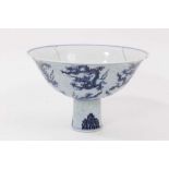 Chinese blue and white stem bowl