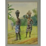 *Gerald Spencer Pryse (1882-1956) watercolour - Water carriers, Sheba, 39cm x 54cm, titled verso, un