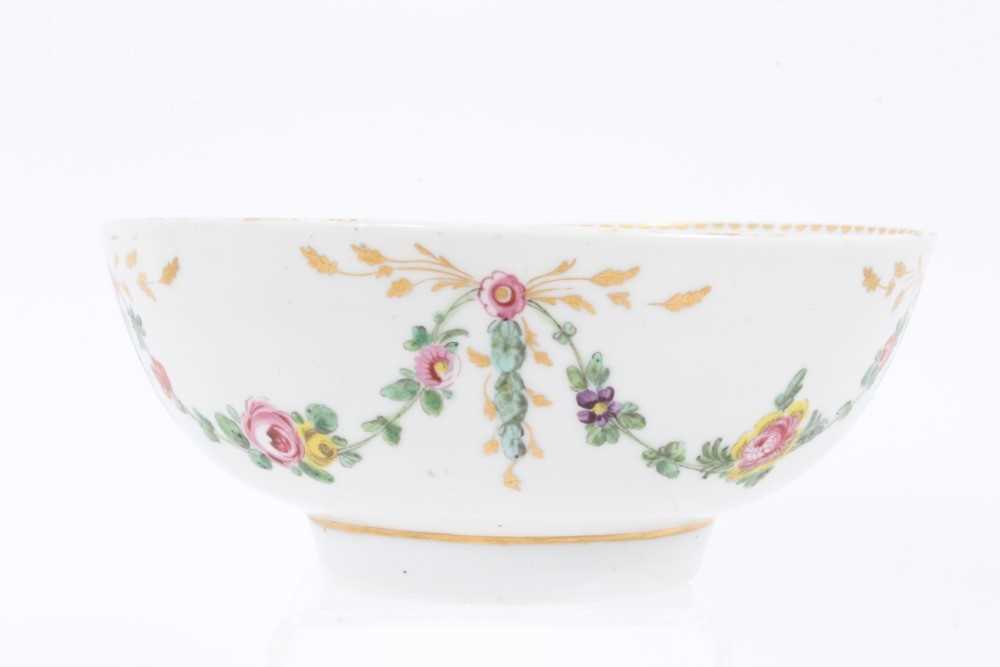 A Bristol round bowl, painted with garlands of flowers and leaves, circa 1775 - Image 3 of 8