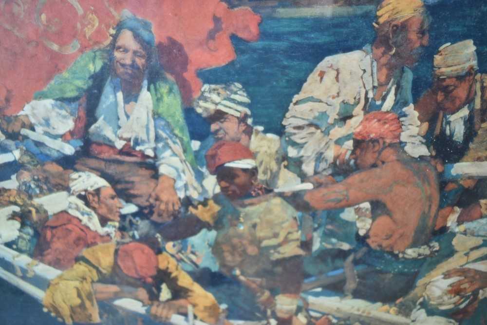 After Sir Frank Brangwyn (1867-1956), a Medici coloured print, 'The Buccaneers', in faux tortoiseshe - Image 3 of 9