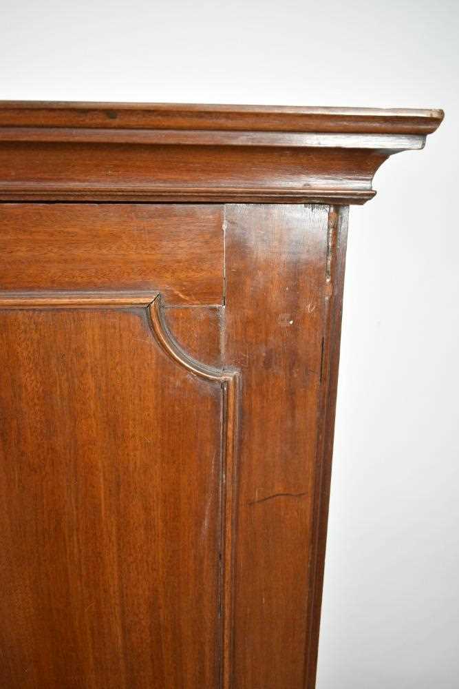 George III mahogany linen press, with concave moulded cornice and interior of slides enclosed by pai - Image 8 of 9