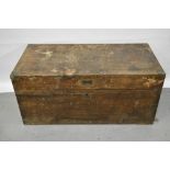 19th century brass bound camphor wood trunk