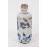 Chinese porcelain snuff bottle, decorated with horses, 7cm high