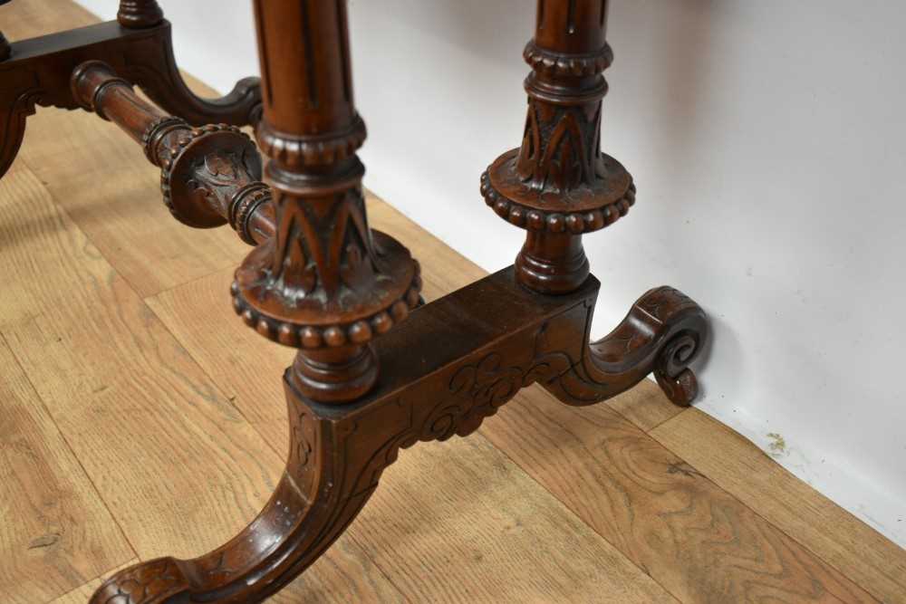 Mid Victorian figured walnut work/games table - Image 5 of 10