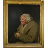 English School, early 19th century, pair of oils on canvas - portraits of an elderly couple, 77cm x