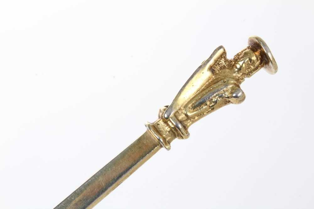 Rare Charles II silver gilt ascribed South West apostle spoon, St Bartholomew, with a plain nimbus, - Image 2 of 4