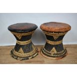 Tribal woven stool, together with another