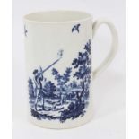 A Worcester mug, printed in blue with the Man Shooting a Gun pattern, circa 1775