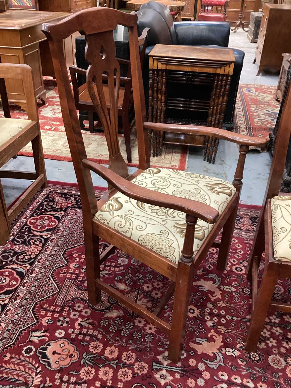 Set of eight George II style fruitwood chairs with drop-in seats - Image 8 of 16
