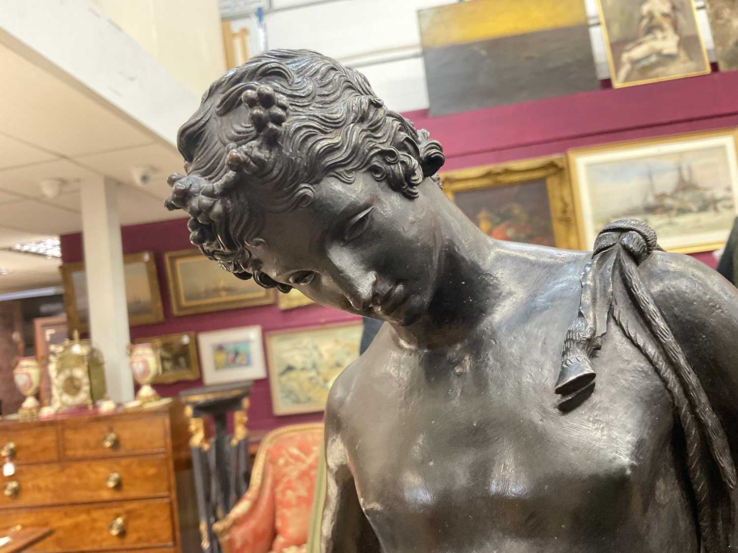 Large 19th century Grand Tour bronze figure of Narcissus - Image 15 of 18