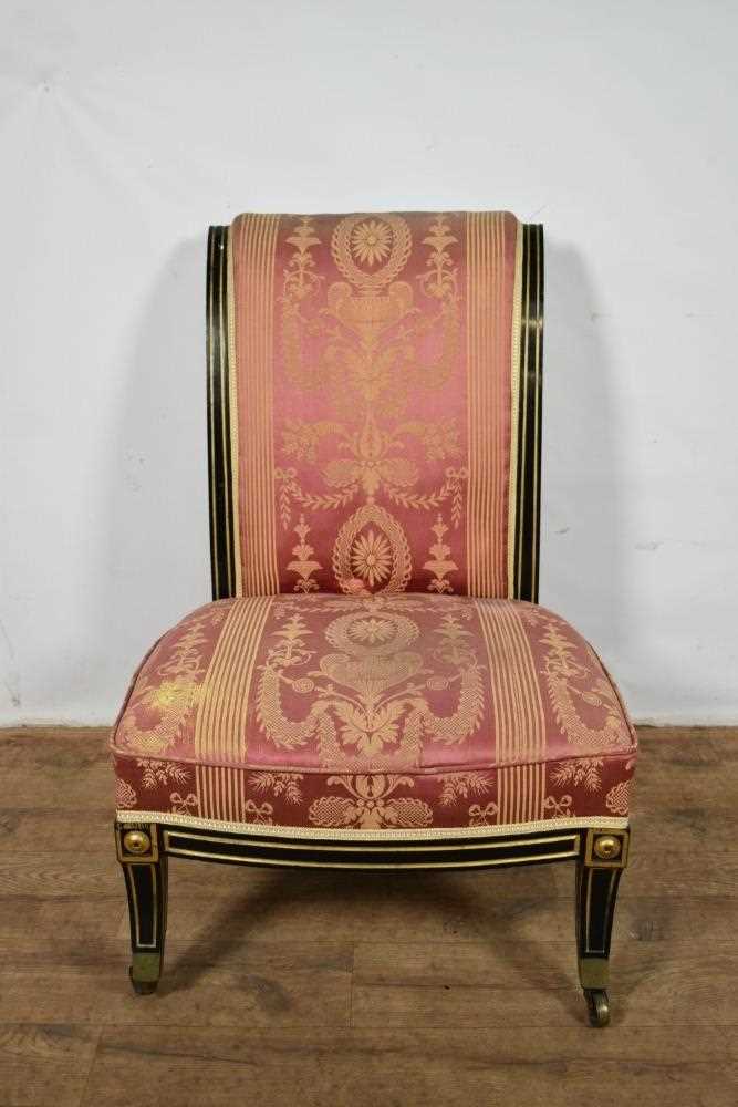 Pair of 19th French Empire style side chairs on castors - Image 5 of 6