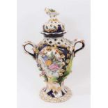 An Imperial Russian Garner Factory porcelain lidded vase, circa 1900, with pierced decoration and ha