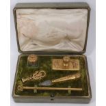 Early 20th century French Napoleonic revival ormolu desk set, boxed