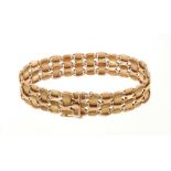 18ct gold link bracelet interspaced with woven gold panels