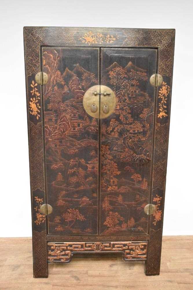 Antique Chinese lacquered cabinet - Image 11 of 13