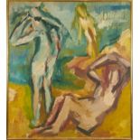 Dorothy Mead (1928-1975) oil on canvas - bathers after Cezanne, signed and dated '65, 102cm x 91.5cm