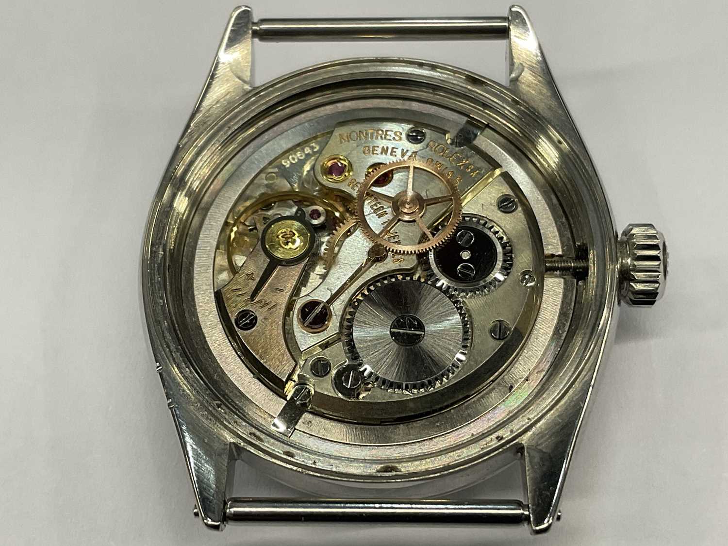 1950s Gentlemen's Rolex Oyster wristwatch with champagne dial, gold coloured hour markers and hands - Image 5 of 6