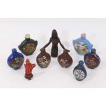 Small collection of Chinese ceramic and glass snuff bottles, together with a Chinese bronze figural
