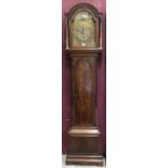 18th century 8-day longcase clock by John Roning, Newmarket with brass arched dial with bird to arch