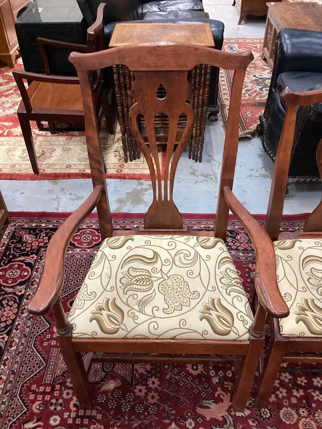 Set of eight George II style fruitwood chairs with drop-in seats - Image 6 of 16