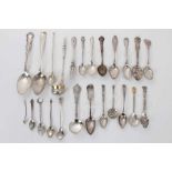 Collection of miscellaneous European and other silver and white metal flatware, including Portuguese