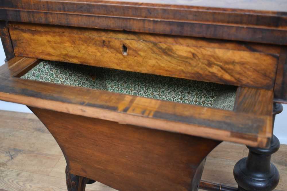 Victorian walnut and Tunbridgeware inlaid work table - Image 6 of 7