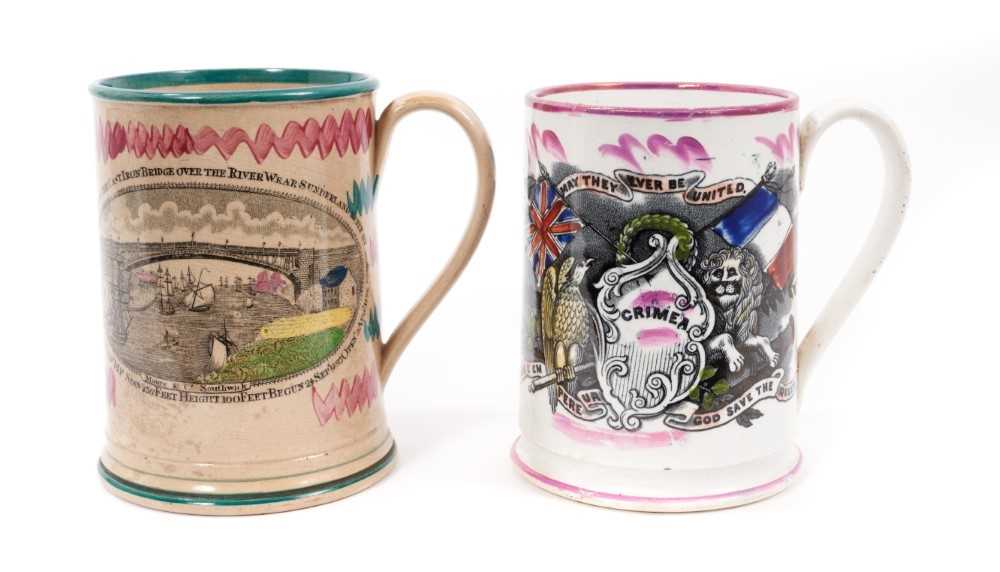 Two Sunderland lustre frog mugs