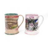 Two Sunderland lustre frog mugs