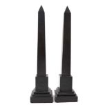 Pair of late 19th/early 20th century Derbyshire style carved slate models of Cleopatras Needle at Al
