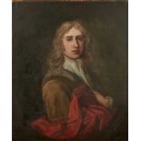 English school, 18th century, oil on canvas, half length portrait of a gentleman, inscribed to label