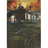 *Gerald Spencer Pryse (1882-1956) watercolour - Bulk oil plant, Burutu, 54cm x 38.5cm, titled verso,