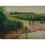 *Gerald Spencer Pryse (1882-1956) watercolour - riverbank, Nigeria, 38.5cm x 54cm, titled verso 'Lah